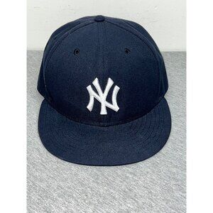 New Era 59FIFTY NY Yankees Navy Blue Fitted Hat Size 7 1/8 MLB Authentic On-Fiel